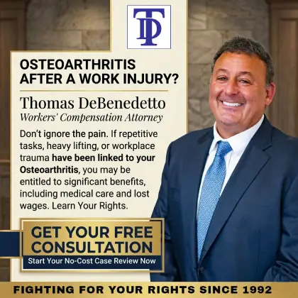Thomas DeBenedetto offering a free consultation for San Diego workers suffering from occupational osteoarthritis.